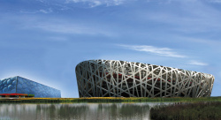 北京城市建筑北京鸟巢海报背景高清图片