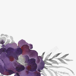 手绘文艺紫色花朵素材
