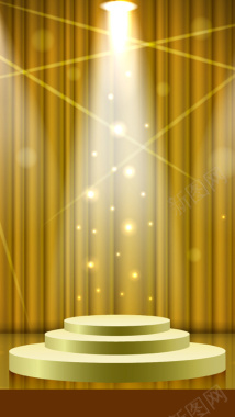 金色灯光舞台矢量图H5背景背景
