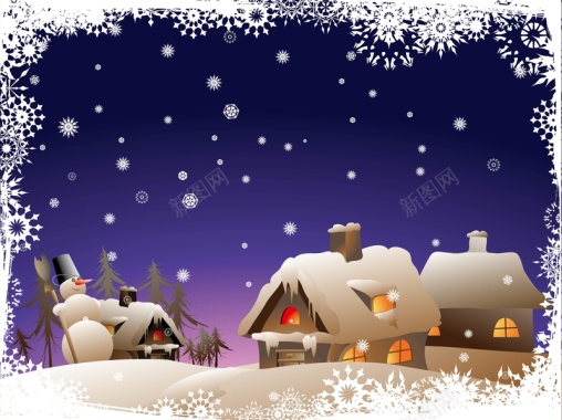 矢量质感卡通手绘圣诞夜背景背景