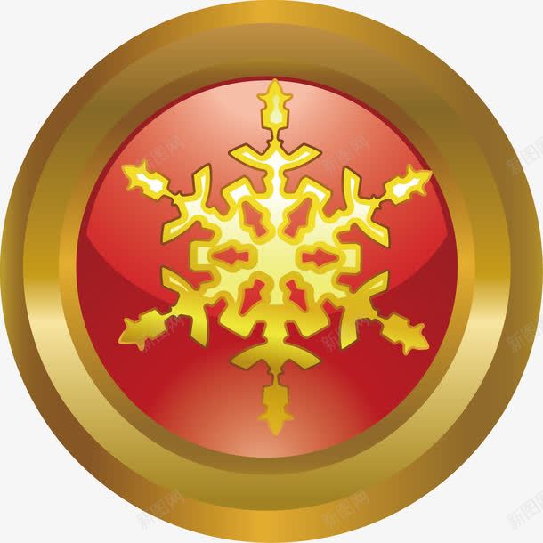 圣诞圆型装饰元素png免抠素材_88icon https://88icon.com 圣诞节 金色 雪花