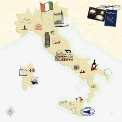 手绘意大利旅游地图素材
