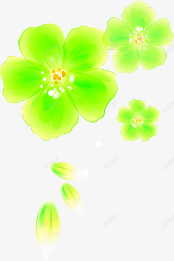 绿色卡通水墨花朵png免抠素材_88icon https://88icon.com 卡通 水墨 绿色 花朵