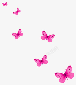 粉色手绘蝴蝶漂浮素材