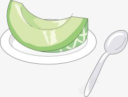 卡通蜜瓜切开放在盘子里的哈密瓜高清图片
