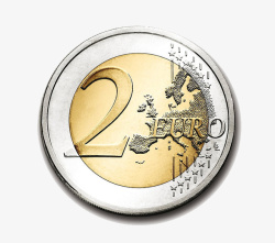 卡通手绘一枚欧元硬币素材