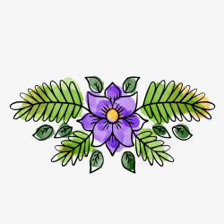 水彩绘紫色花朵素材