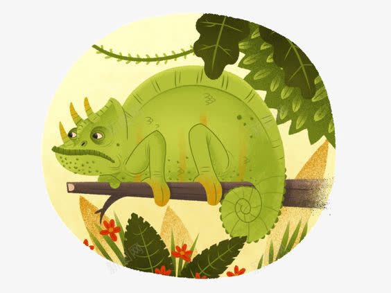 手绘变色龙png免抠素材_88icon https://88icon.com 动物 卡通 变色龙 可爱 插画 绿色