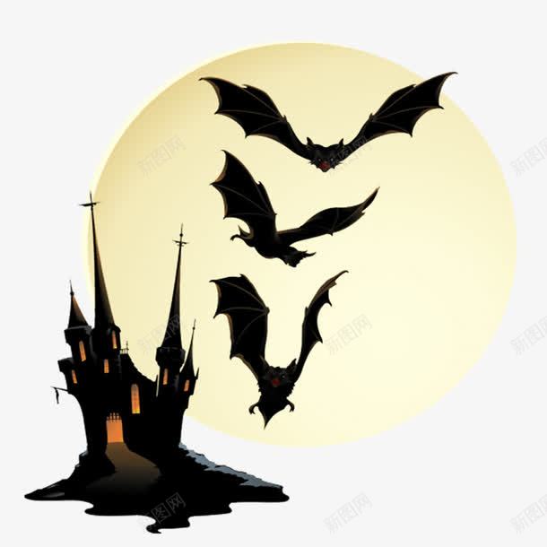 万圣节古堡骷髅png免抠素材_88icon https://88icon.com 万圣节 古堡 蝙蝠 骷髅