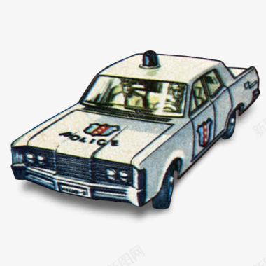 年代警察小型车年代的火柴盒汽车图标图标