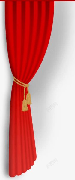 窗帘红色窗帘缠起来的窗帘素材