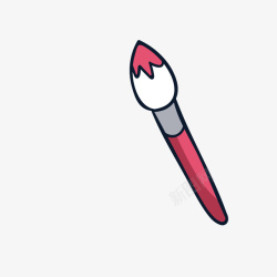 红白色的一支画笔矢量图素材