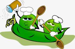 绿豆厨师勺子卡通素材