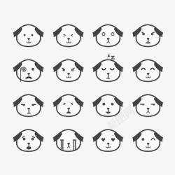 卡通手绘16种小狗表情包素材