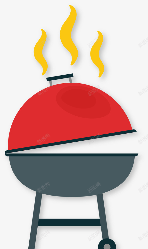 卡通红色烧烤烤架png免抠素材_88icon https://88icon.com BBQ 卡通 烤肉 烧烤材料 矢量图案 红色烤架