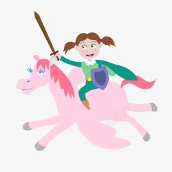 骑马的小女孩手绘素材