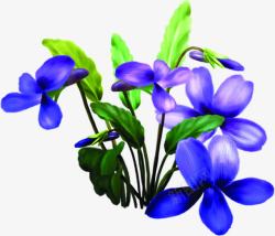 紫色春天花朵卡通美景素材