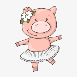 粉色穿着裙子的卡通猪矢量图素材