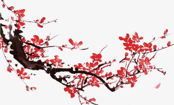 红色腊梅水墨中国凤梅花高清图片