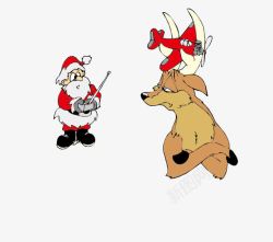 椹圣诞老人和驯鹿矢量图高清图片
