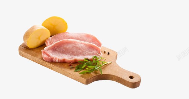 菜板上的肉png免抠素材_88icon https://88icon.com 产品实物 土豆 彩板 猪肉