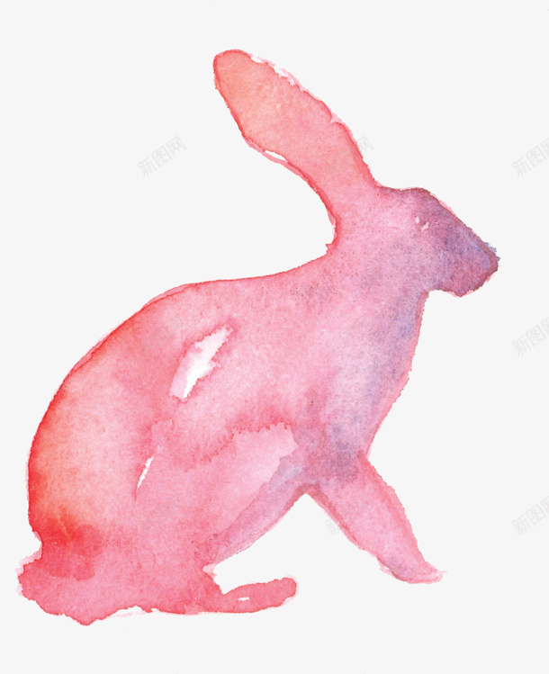 手绘兔子png免抠素材_88icon https://88icon.com 动物 手绘 水彩 红色兔子