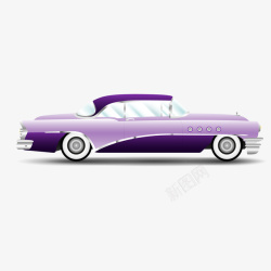 卡通紫色的老爷车矢量图素材