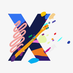 艺术彩色字母X矢量图素材