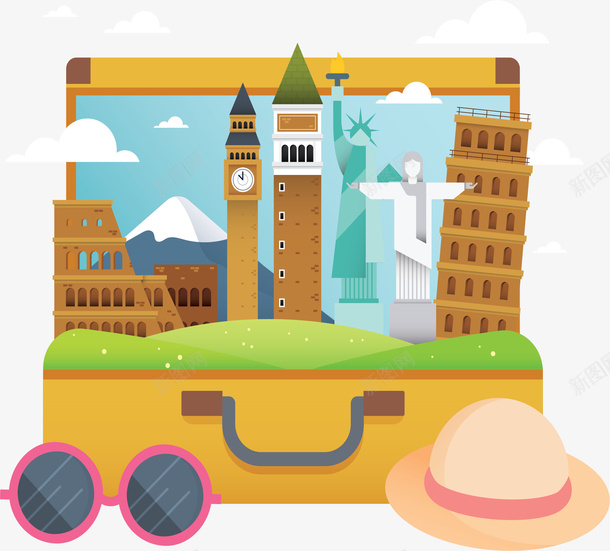 装在行李箱里的名胜矢量图ai免抠素材_88icon https://88icon.com 世界名胜 名胜 旅游名胜 旅游季 矢量png 行李箱 矢量图