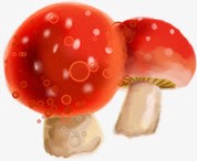 红色梦幻手绘蘑菇素材
