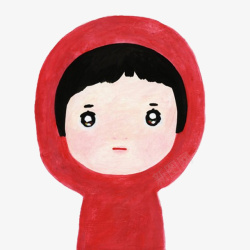 红衣服女孩手绘卡通可爱女孩高清图片
