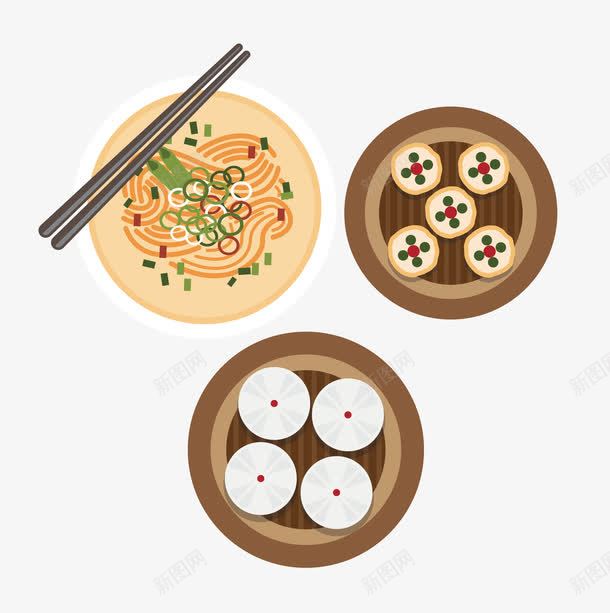 中国的美食png免抠素材_88icon https://88icon.com 小笼包 炸酱面 矢量食物 糕点