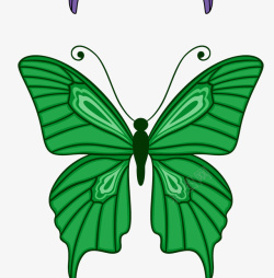 卡通手绘绿色的蝴蝶素材
