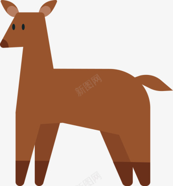 可爱的小鹿剪影动物图标图标