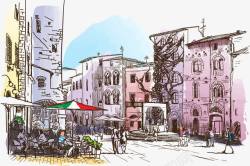 彩绘圣吉米尼亚诺城市风景素材