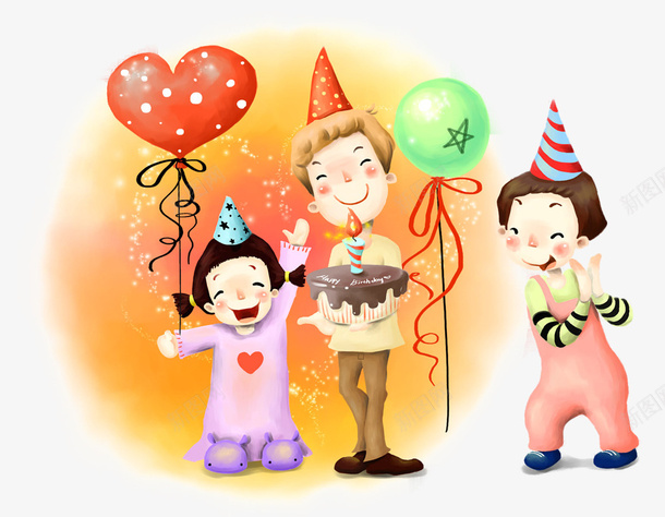 卡通手绘过生日的孩子png免抠素材_88icon https://88icon.com 创意 动漫动画 卡通手绘 开心的孩子 气球 简约 蛋糕