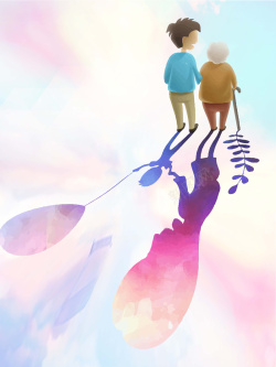 手年轻人关爱老人公益海报背景模板高清图片