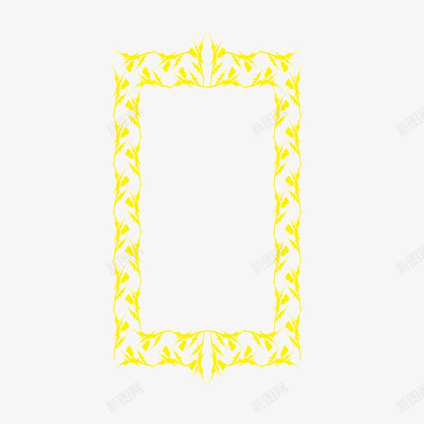 黄色矩形花边欧式边框png免抠素材_88icon https://88icon.com 欧式 矩形 竖边框 花边 边框 黄色