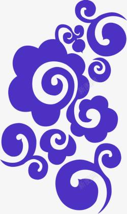 紫色蓝色中国风花边装饰图案素材