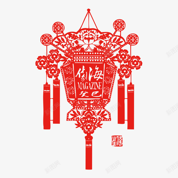 剪纸灯笼png免抠素材_88icon https://88icon.com 一盏 剪纸 卡通 手绘 灯笼 穗子 简图 红色