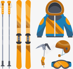 黄色的冬季滑雪套装矢量图素材
