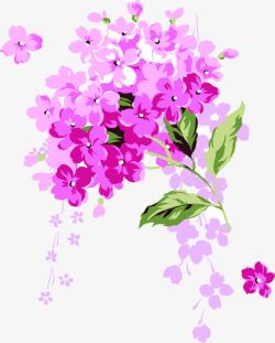 紫色水彩手绘花朵植物美景素材