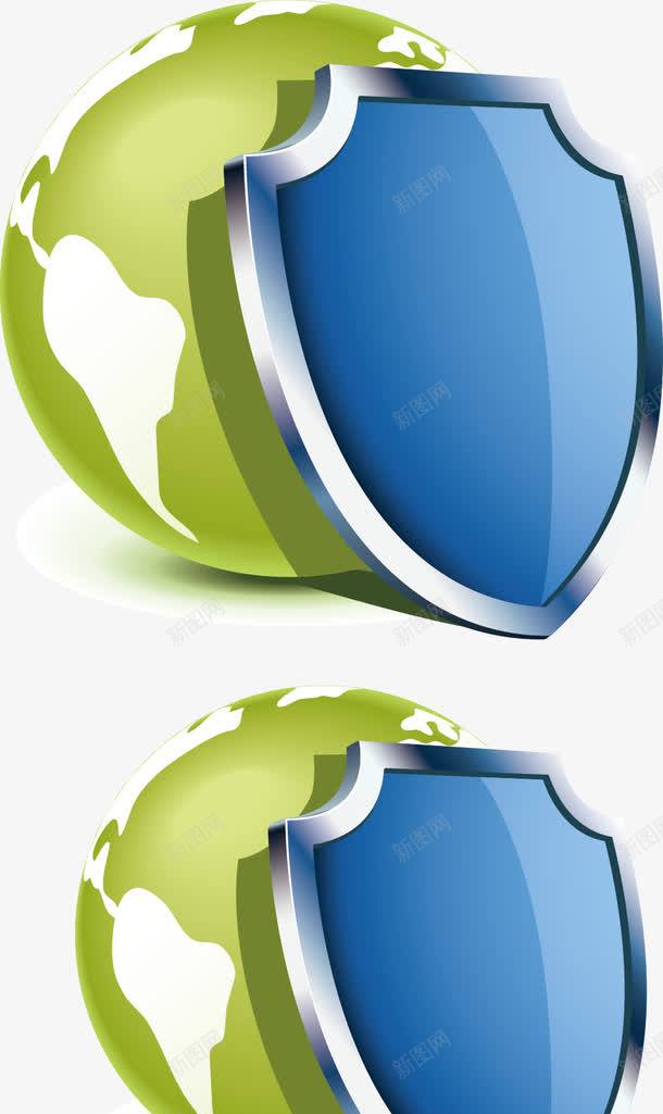 地球和盾矢量图ai免抠素材_88icon https://88icon.com 地球和盾 矢量素材 绿色 蓝色 矢量图