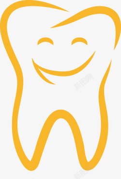 金色卡通微笑的牙齿素材