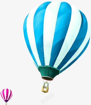 蓝白色热气球装饰png免抠素材_88icon https://88icon.com 热气球 白色 装饰