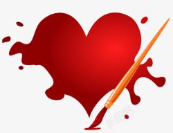 红色爱心画笔卡通情人节素材