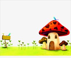 彩色蘑菇屋素材