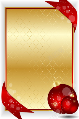 金色格子红色丝带圣诞球背景矢量图背景