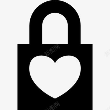 钥匙锁锁定的挂锁与心脏图标图标