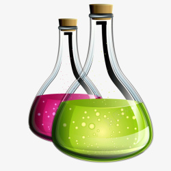 彩色液体玻璃瓶子矢量图素材